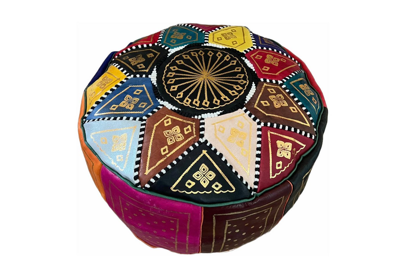 Marrakesch Orient & Mediterran Interior Pouf Arabisches Sitzpouf Merzougha, Sitzkissen Bodenkissen Lederkissen, Handarbeit von Marrakesch Orient & Mediterran Interior