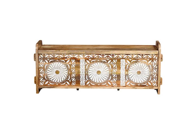 Marrakesch Orient & Mediterran Interior Sitztruhe Handgeschnitzte Holztruhe Aaren mit Stauraum – Sitzbank & Deko-Element (1-St) von Marrakesch Orient & Mediterran Interior
