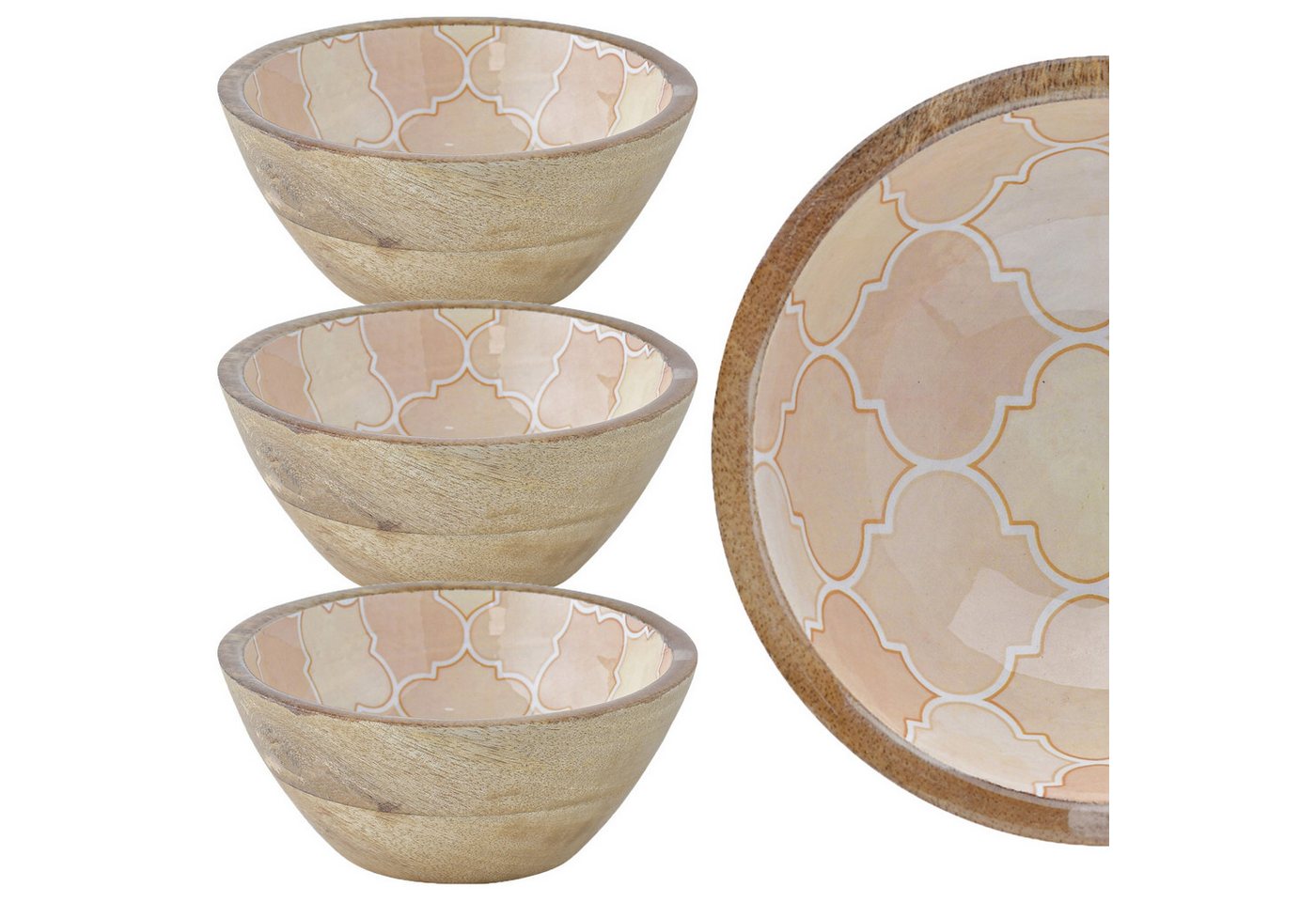 Marrakesch Orient & Mediterran Interior Snackschale 3er Set Schale Schmuckschale Schlüsselschale Kesse -1-, Mangoholz, (3-tlg), handgefertigt von Marrakesch Orient & Mediterran Interior