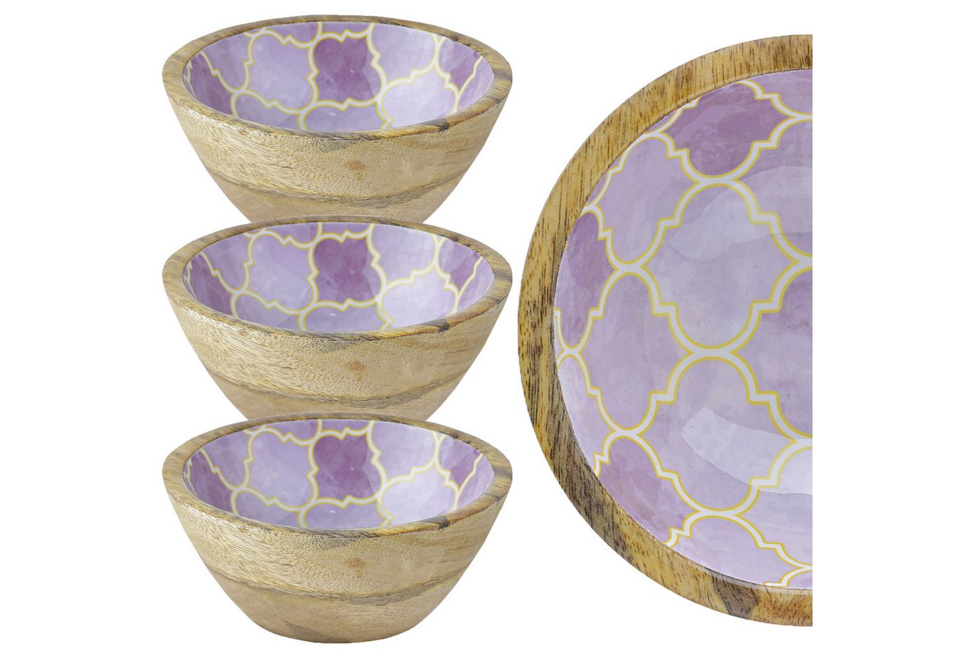 Marrakesch Orient & Mediterran Interior Snackschale 3er Set Schale Schmuckschale Schlüsselschale Kesse -2-, Mangoholz, (3-tlg), handgefertigt von Marrakesch Orient & Mediterran Interior