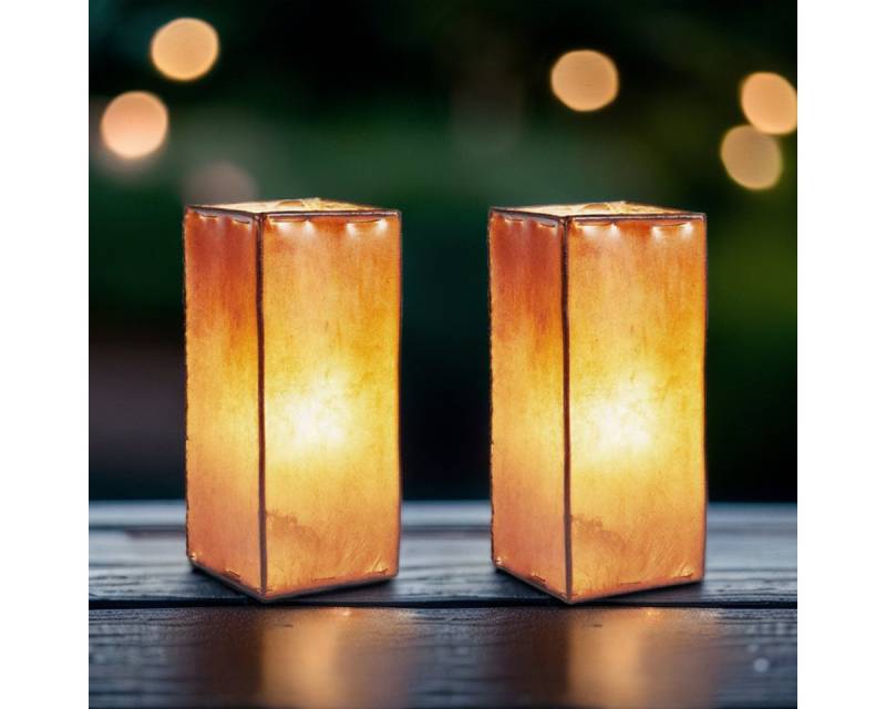 Marrakesch Orient & Mediterran Interior Stehlampe 2er Set Leder Nachttischlampe Tischlampe Lampe Janka braun, 2er SET, Handarbeit von Marrakesch Orient & Mediterran Interior