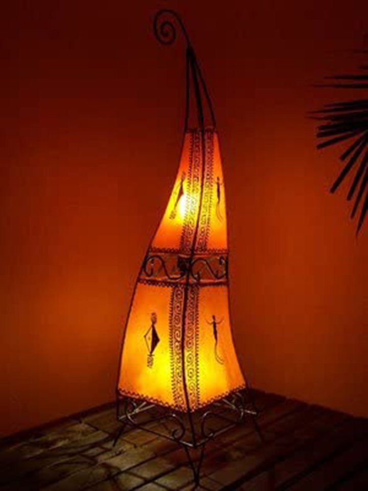 Marrakesch Orient & Mediterran Interior Stehlampe Hennalampe Marrakesch 100cm, Marokkanische Leder Stehlampe von Marrakesch Orient & Mediterran Interior