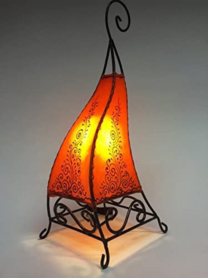 Marrakesch Orient & Mediterran Interior Stehlampe Hennalampe Rahaf 50cm, Marokkanische Leder Stehlampe von Marrakesch Orient & Mediterran Interior