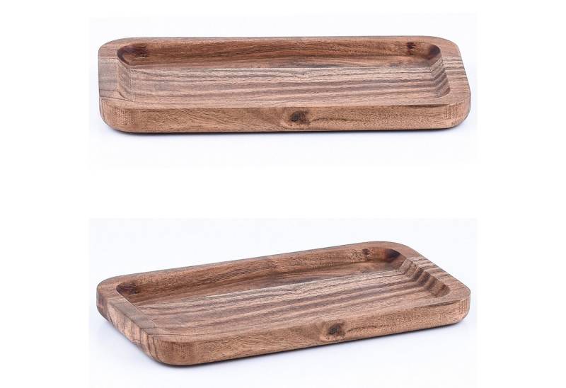 Marrakesch Orient & Mediterran Interior Tablett 2er Set Akazienholz Serviertablett Servierbrett Anea 21x6cm, 2er Set Anea 21x6cm, Handarbeit von Marrakesch Orient & Mediterran Interior
