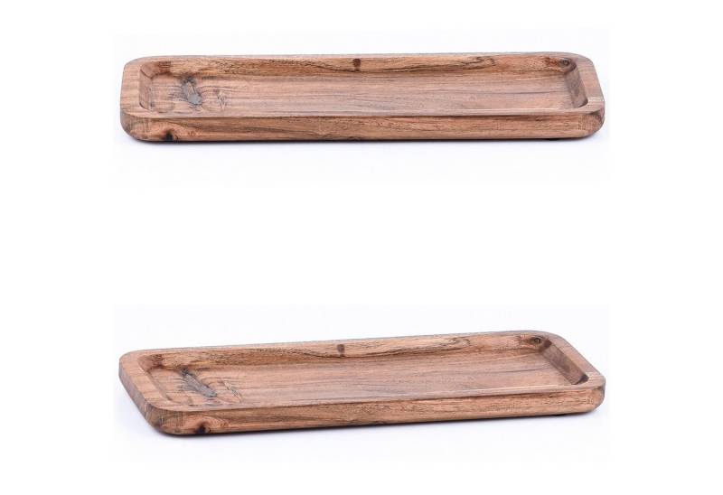 Marrakesch Orient & Mediterran Interior Tablett 2er Set Akazienholz Serviertablett Servierbrett Anea 28x11cm, 2er Set Anea 28x11cm, Handarbeit von Marrakesch Orient & Mediterran Interior