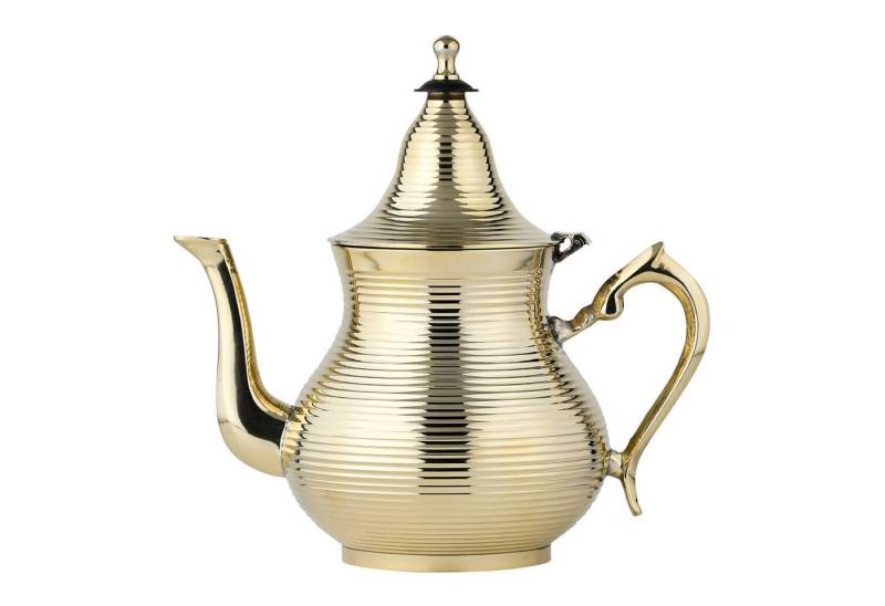 Marrakesch Orient & Mediterran Interior Teekanne Marokkanische Deko Teekanne aus Messing Kanne Nadima Gold 750ml von Marrakesch Orient & Mediterran Interior