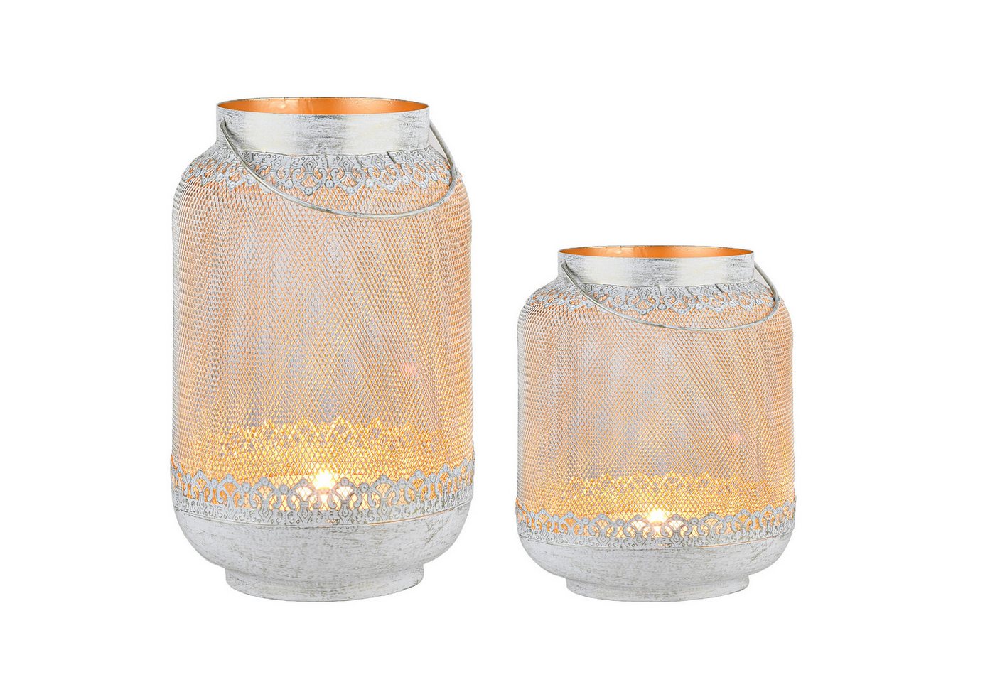 Marrakesch Orient & Mediterran Interior Teelichthalter 2er Set Boho Deko Windlicht Teelichthalter Kerzenhalter Edna 32cm (1 St., 2er Set), Handarbeit von Marrakesch Orient & Mediterran Interior