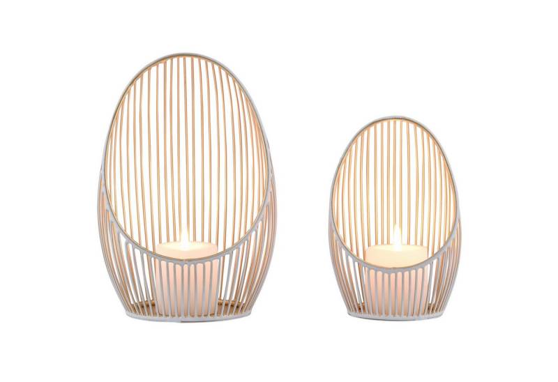 Marrakesch Orient & Mediterran Interior Teelichthalter 2er Set Deko Aesthetic Teelichthalter Kerzenhalter Dekoobjekt Weiß (2 St), Handarbeit von Marrakesch Orient & Mediterran Interior