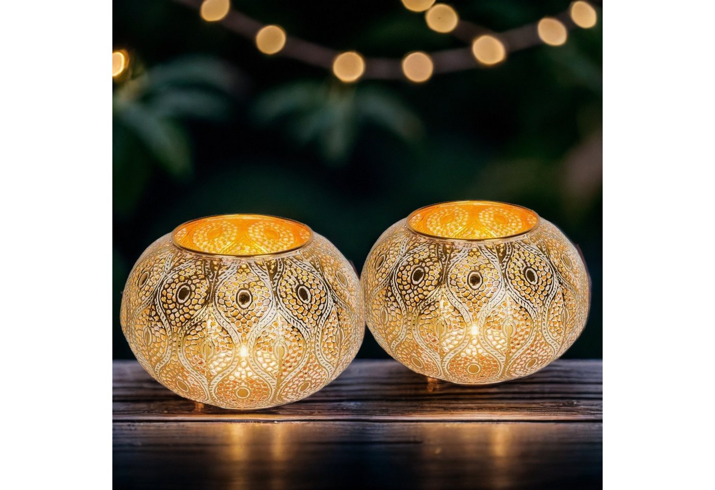 Marrakesch Orient & Mediterran Interior Teelichthalter 2er Set MAADES Design Windlicht Afzal (2 St), Handarbeit von Marrakesch Orient & Mediterran Interior