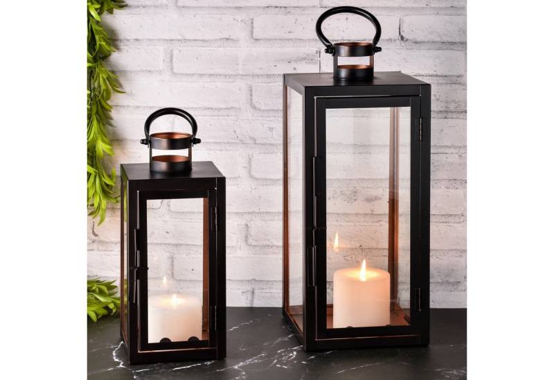 Marrakesch Orient & Mediterran Interior Teelichthalter 2er Set Moderne Laterne Gartenlaterne Deko Modern Marra Schwarz, Handarbeit von Marrakesch Orient & Mediterran Interior