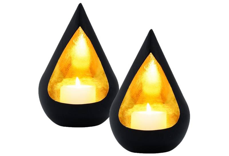 Marrakesch Orient & Mediterran Interior Teelichthalter 2er Set Orientalische Deko Windlicht Kerzen & Teelichthalter Schwarz (2 St), Handarbeit von Marrakesch Orient & Mediterran Interior