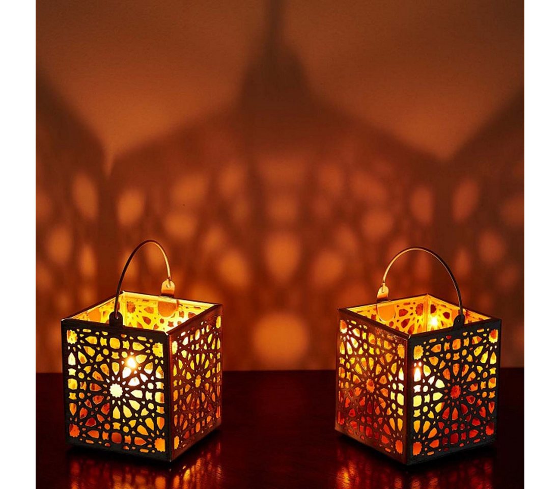 Marrakesch Orient & Mediterran Interior Teelichthalter 2er Set Teelichthalter 10cm Weiss aus Metall & Glas Windlicht Assa (2 St), Handarbeit von Marrakesch Orient & Mediterran Interior