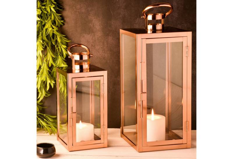 Marrakesch Orient & Mediterran Interior Teelichthalter 2er Set Skandi Design Balkon Windlicht Gartenlaterne Marra Kupfer, Handarbeit von Marrakesch Orient & Mediterran Interior
