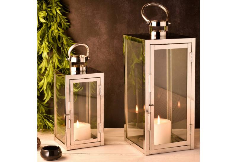 Marrakesch Orient & Mediterran Interior Teelichthalter 2er Set Skandi Design Balkon Windlicht Gartenlaterne Marra Silber, Handarbeit von Marrakesch Orient & Mediterran Interior