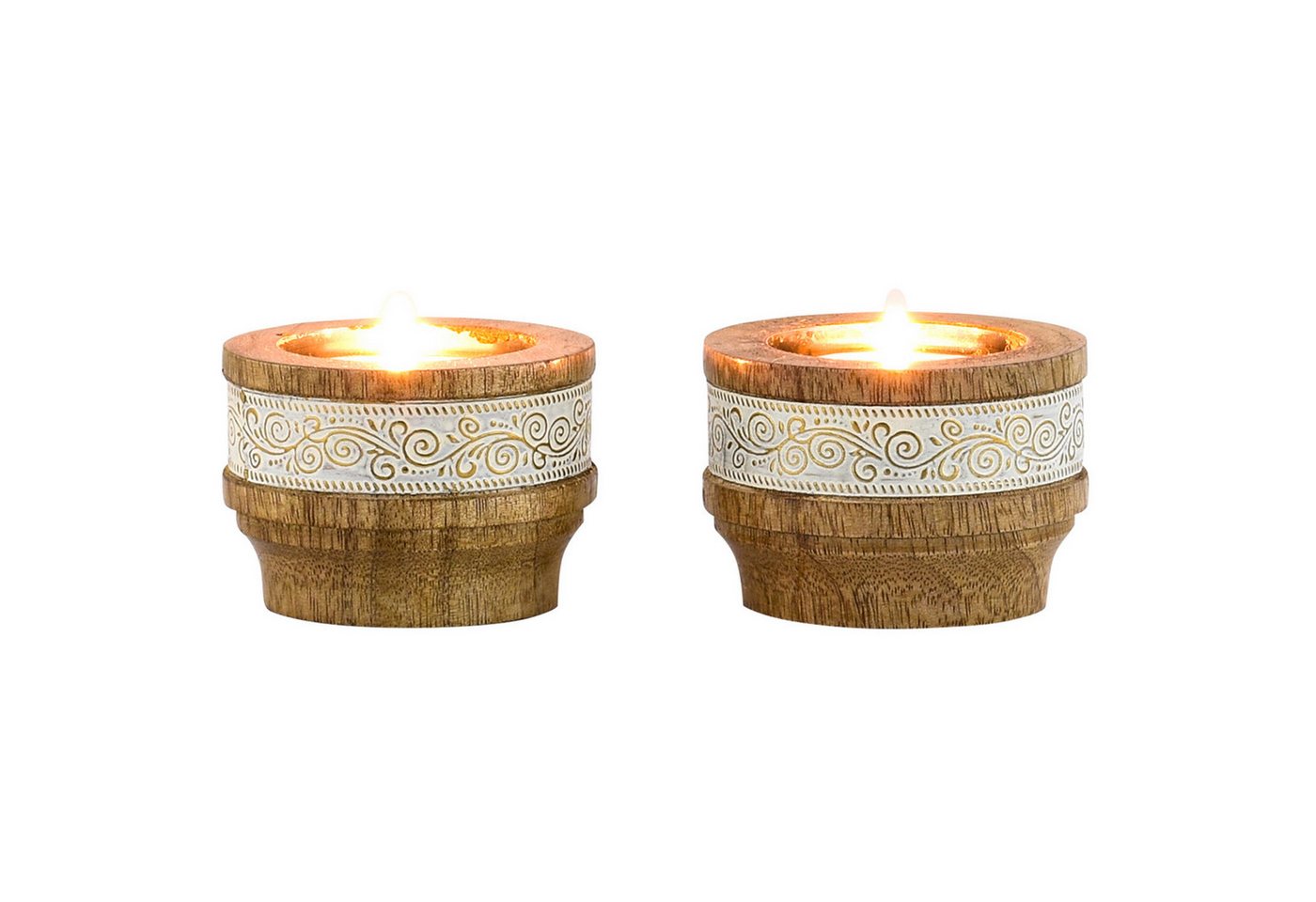 Marrakesch Orient & Mediterran Interior Kerzenständer 2er Set Boho Deko Teelichthalter Kerzenständer aus Holz Hannan, Handarbeit Marrakesch Orient & Mediterran Interior Kerzenständer 2er Set Boho Deko Teelichthalter Kerzenständer aus Holz Hannan, Handarbeit von Marrakesch Orient & Mediterran Interior