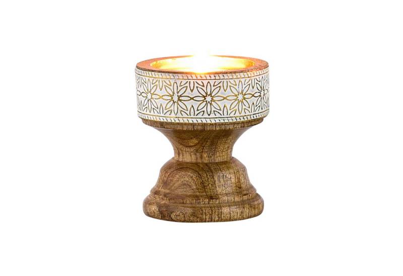 Marrakesch Orient & Mediterran Interior Kerzenständer Boho Deko Teelichthalter Kerzenständer aus Holz Hamida, Handarbeit von Marrakesch Orient & Mediterran Interior