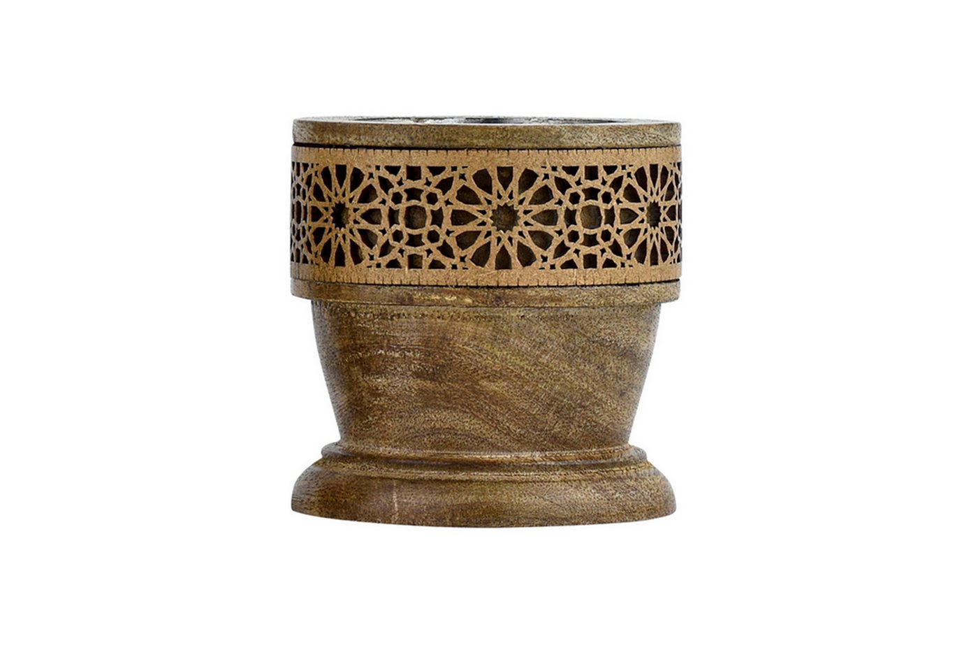 Marrakesch Orient & Mediterran Interior Teelichthalter Orientalische Deko Teelichthalter Kerzenständer aus Holz Ghada (1 St), Handarbeit von Marrakesch Orient & Mediterran Interior