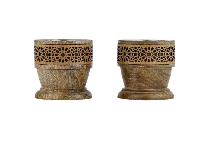 Marrakesch Orient & Mediterran Interior Teelichthalter 2er Set Orientalische Deko Teelichthalter Kerzenständer aus Holz Ghada (2 St), Handarbeit von Marrakesch Orient & Mediterran Interior