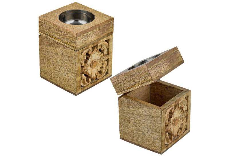 Marrakesch Orient & Mediterran Interior Teelichthalter 2er Set Orientalische Deko Teelichthalter Aufbewahrungsbox Box Lounis (2 St), Handarbeit von Marrakesch Orient & Mediterran Interior
