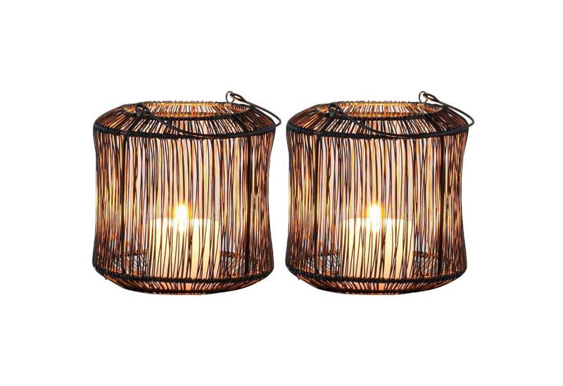 Marrakesch Orient & Mediterran Interior Teelichthalter 2er Set Windlicht Teelichthalter Kerzenhalter Stello Schwarz Klein, Handarbeit von Marrakesch Orient & Mediterran Interior