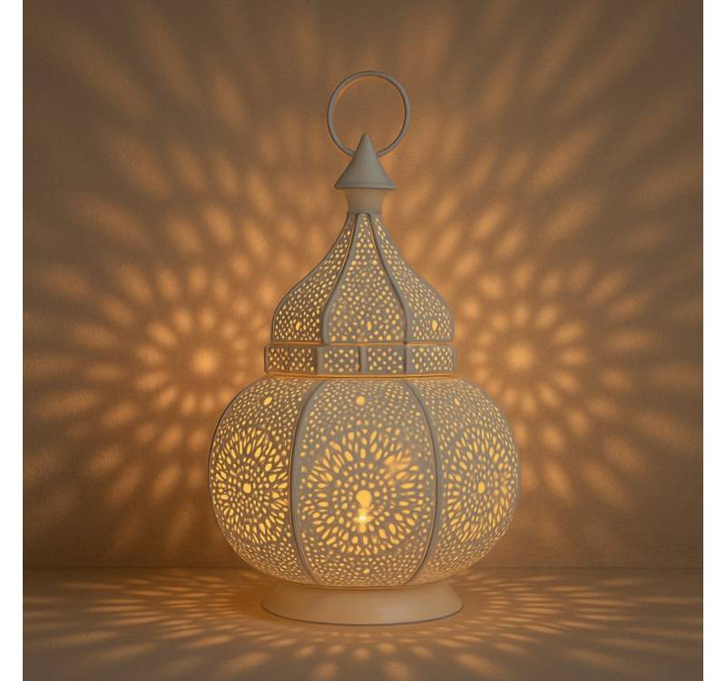 Marrakesch Orient & Mediterran Interior Teelichthalter Orientalisches Indisches Windlicht Ziva Weiss, Handarbeit von Marrakesch Orient & Mediterran Interior