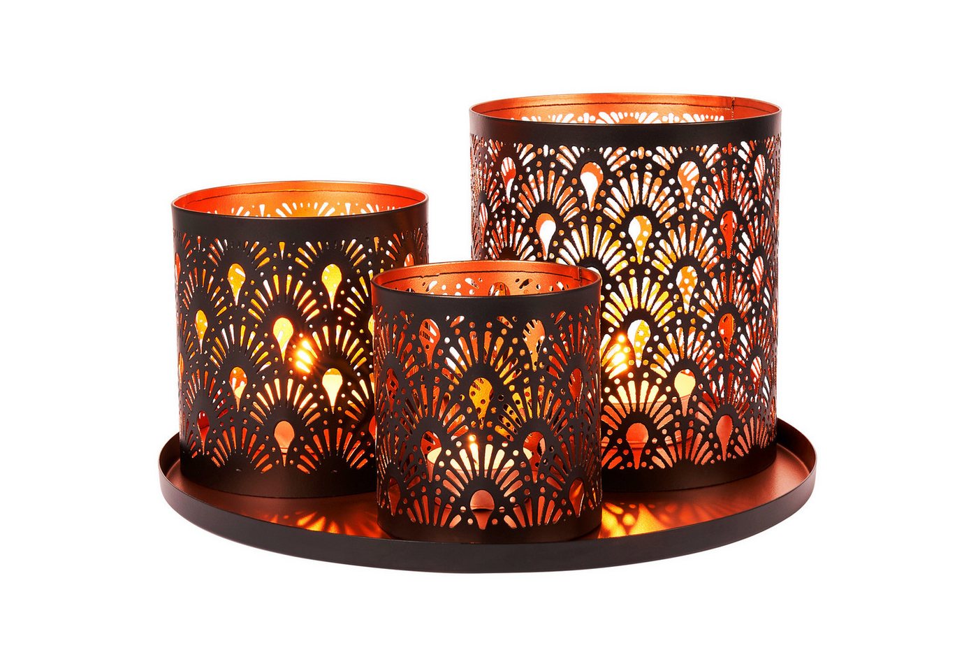 Marrakesch Orient & Mediterran Interior Teelichthalter mit Tablett Windlicht Set 3-teilig schwarz kupfer orientalisch auf Tablett Ø 25cm Marrakesch Orient & Mediterran Interior Teelichthalter mit Tablett Windlicht Set 3-teilig schwarz kupfer orientalisch auf Tablett Ø 25cm von Marrakesch Orient & Mediterran Interior