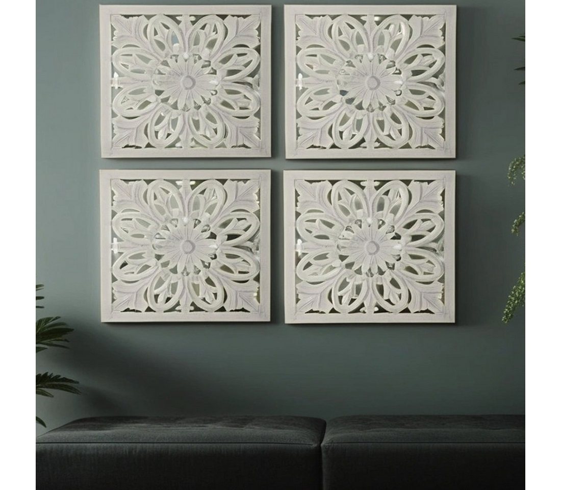 Marrakesch Orient & Mediterran Interior Wanddekoobjekt 4er Set Vintage Wanddeko Holzbild Wandbild aus Holz Adarsch Deko 40cm (4 St), Handarbeit von Marrakesch Orient & Mediterran Interior