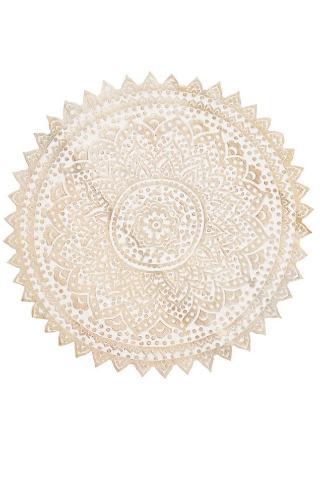 Marrakesch Orient & Mediterran Interior Wanddekoobjekt Orientalisches Wandbild aus Holz Elisam Weiss, Handarbeit von Marrakesch Orient & Mediterran Interior