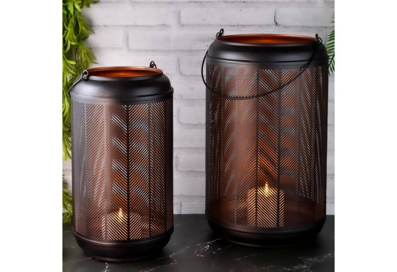 Marrakesch Orient & Mediterran Interior Tischkerzenhalter 2er Set Moderne Deko Balkon Garten Windlicht Gartenwindlicht Valkea, Handarbeit von Marrakesch Orient & Mediterran Interior