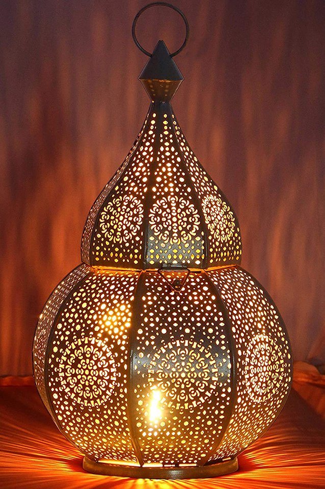 Marrakesch Orient & Mediterran Interior Windlicht Orientalische Laterne Anaram, orientalisches Windlicht, Marokkanische Metalllaterne für draußen als Gartenlaterne, oder Innen als Tischlaterne, Marokkanisches Gartenwindlicht, Handarbeit von Marrakesch Orient & Mediterran Interior