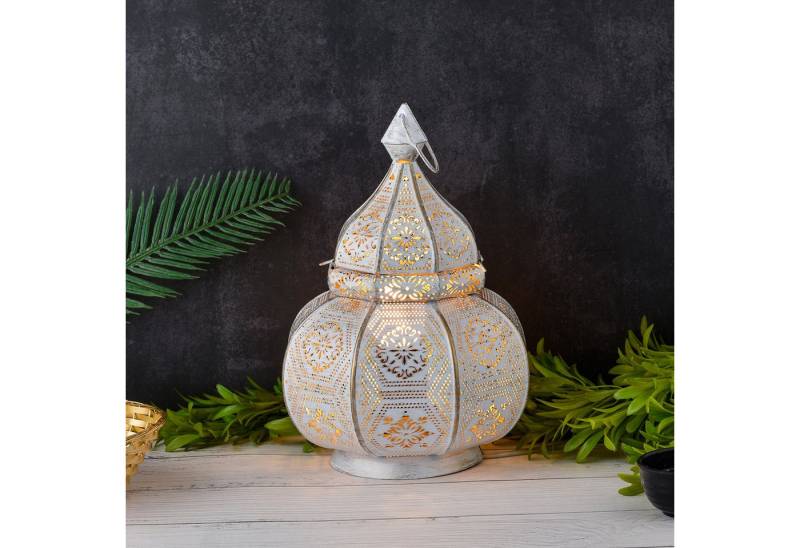 Marrakesch Orient & Mediterran Interior Nachttischlampe Orientalische Laterne Lampe Nachttischlampe Mahana Weiss, Handarbeit von Marrakesch Orient & Mediterran Interior