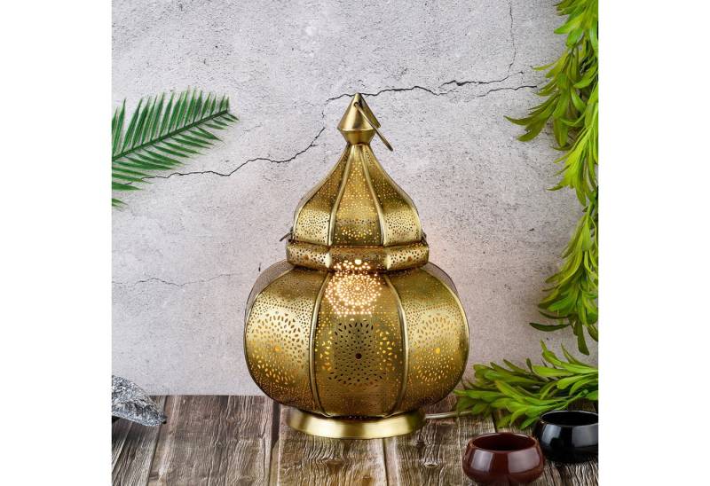 Marrakesch Orient & Mediterran Interior Teelichthalter Orientalische Laterne Leuchte Tischlampe Lamisa Gold (1 St), Handarbeit von Marrakesch Orient & Mediterran Interior