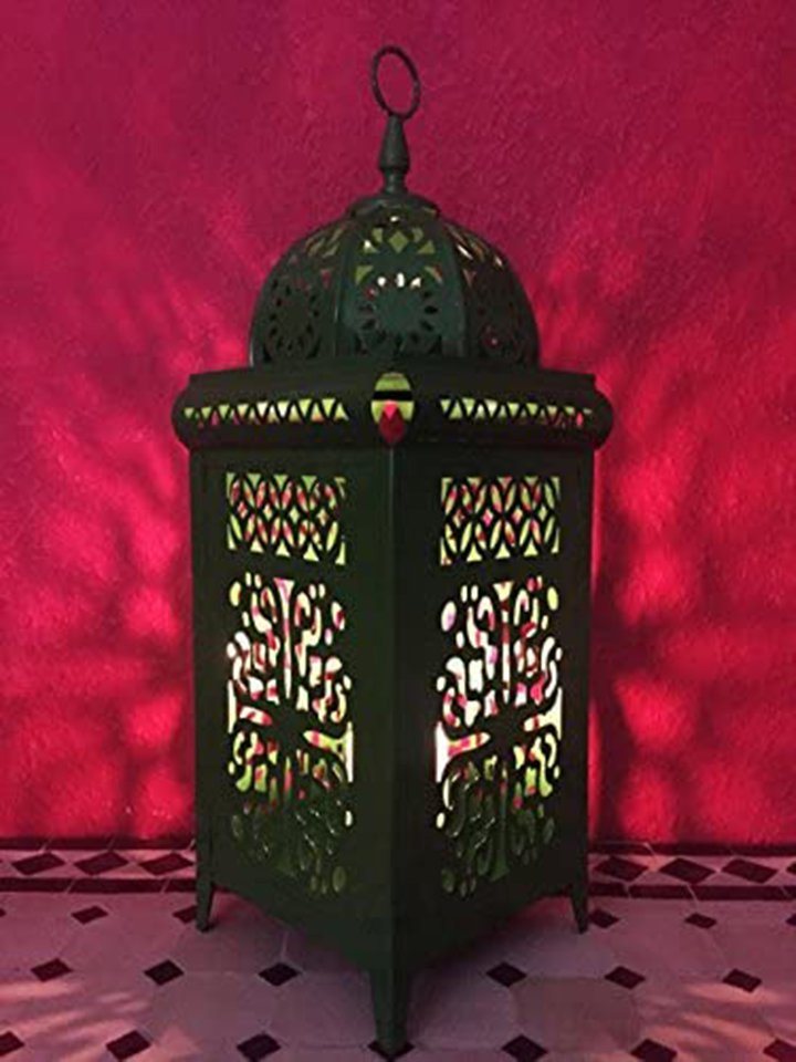 Marrakesch Orient & Mediterran Interior Windlicht Orientalische Laterne aus Metall Safiye 41cm, orientalisches Windlicht, Marokkanische Metalllaterne für draußen als Gartenlaterne, oder Innen als Tischlaterne, Marokkanisches Gartenwindlicht von Marrakesch Orient & Mediterran Interior