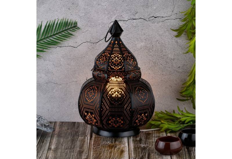 Marrakesch Orient & Mediterran Interior Nachttischlampe Orientalische Laterne Lampe Nachttischlampe Mahana Schwarz, Handarbeit von Marrakesch Orient & Mediterran Interior