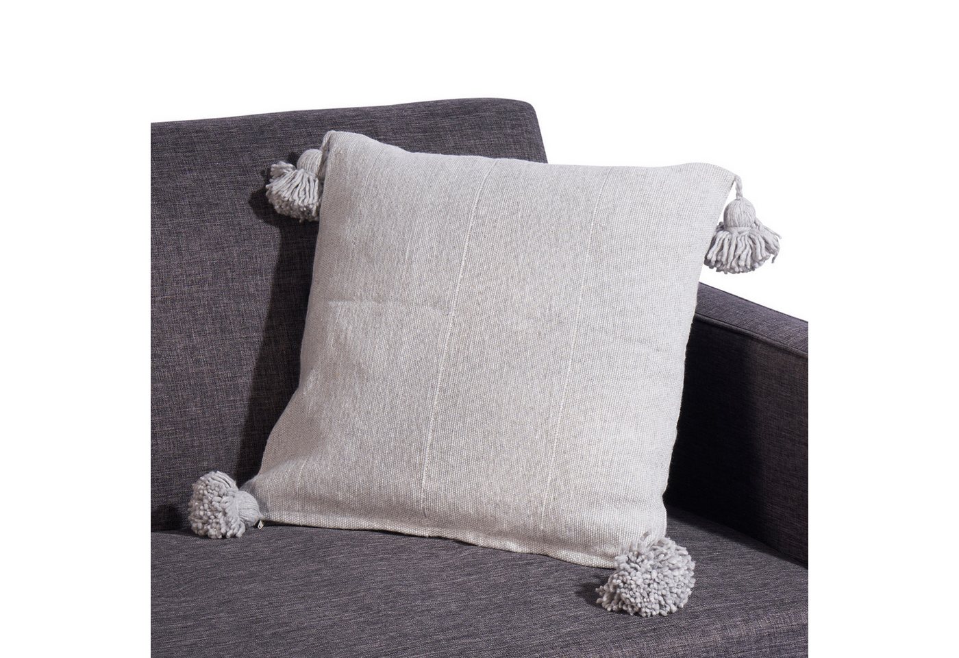 Marrakesch Orient & Mediterran Interior Zierkissen Marokkanisches Kissen Sofakissen aus Wolle Mousma Grau, Handarbeit von Marrakesch Orient & Mediterran Interior