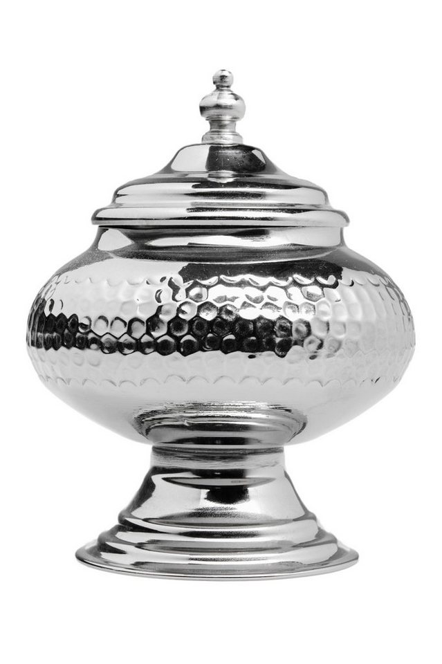 Marrakesch Orient & Mediterran Interior Zuckerdose Orientalische Zuckerdosen Dosen aus Messing in Silber Abdal 16cm, Handarbeit von Marrakesch Orient & Mediterran Interior