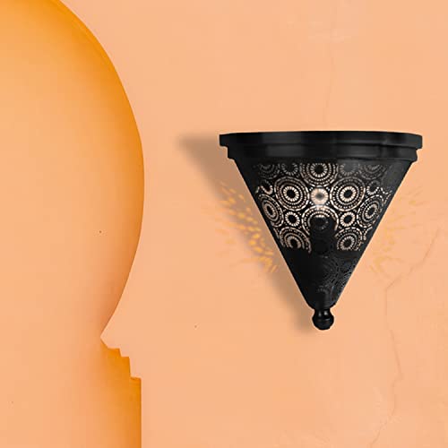 Marrakesch Orientalische Lampe Wandleuchte aus Metall Wandlampe Leuchte Firas 31cm als Wanddeko (Firas Schwarz, 1Stück) von Marrakesch Orient & Mediterran Interior