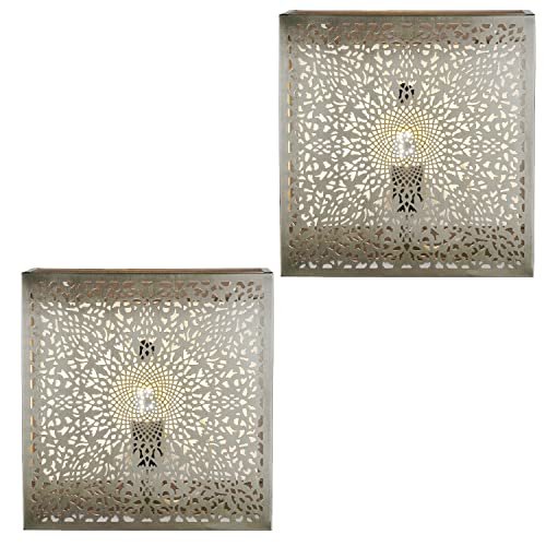 2er Set Marrakesch Orientalische Lampe Wandleuchte aus Metall Wandlampe Leuchte Yakin Silber 27cm als Wanddeko von Marrakesch Orient & Mediterran Interior