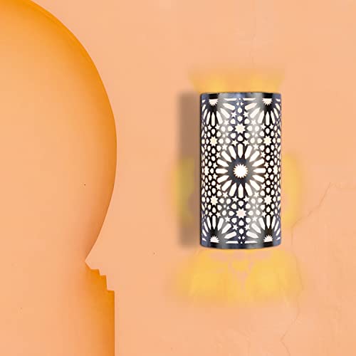 Marrakesch Orientalische Lampe Wandleuchte aus Metall Wandlampe Leuchte Yazid Silber 29cm als Wanddeko (Silber, 1 Stück) von Marrakesch Orient & Mediterran Interior