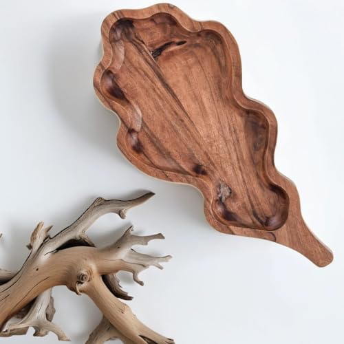 Marrakesch Ring Schale Servierschale aus Holz 30x14cm lang | Schmuckschale für Schminktisch | Schlüsselschale Nussschale Leaf modern als Tischdeko Deko Aesthetic von Marrakesch Orient & Mediterran Interior