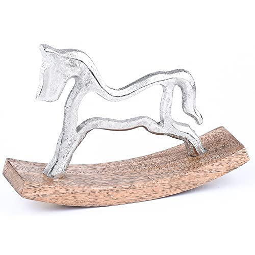 Marrakesch Schaukelpferd Deko Aufsteller Swing 20cm Groß | Dekoobjekt Dekofigur als Tischdeko Silber von Marrakesch Orient & Mediterran Interior