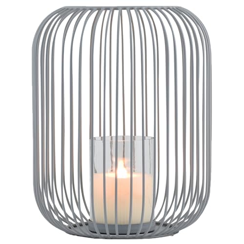 Marrakesch Skandinavische Deko Windlichter Metall Draht & Glas 27cm groß grau | Windlicht Teelichthalter Tesour als Gartendeko & Wohnzimmer Tisch Deko | Exquisite Kerzenständer für Teelichter von Marrakesch Orient & Mediterran Interior