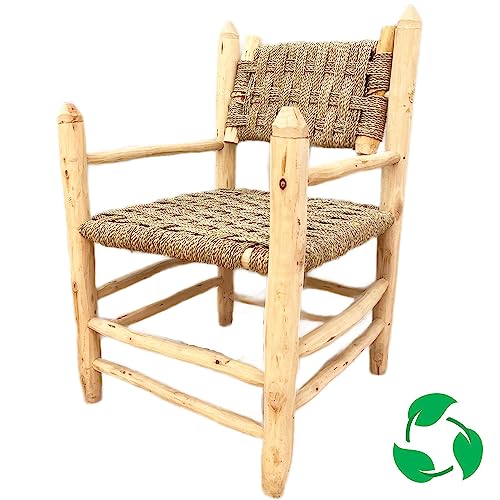 Marrakesch Stuhl Gartensessel aus Holz und Palmenblätter Dool 90cm | Ideal im Garten Terrasse und Balkon von Marrakesch Orient & Mediterran Interior