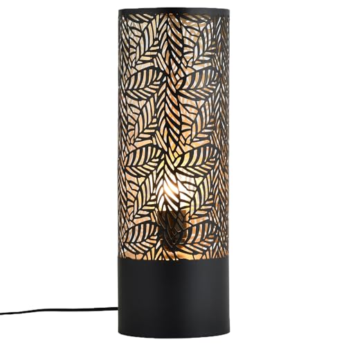 Marrakesch Tischlampe Nachttischlampe 41cm groß | Aesthetic Deko Lampe Stehlampe im Wohnzimmer Schlafzimmer oder Kinderzimmer | Moderne Tischleuchte Verdure aus Metall schwarz gold E27 Lampenfassung von Marrakesch Orient & Mediterran Interior