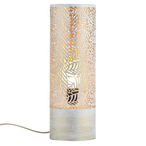 Marrakesch Tischlampe Nachttischlampe 41cm groß | Boho Deko Lampe Stehlampe im Wohnzimmer Schlafzimmer oder Kinderzimmer | Skandinavische Tischleuchte Verdure aus Metall weiß gold E27 Lampenfassung Marrakesch Tischlampe Nachttischlampe 41cm groß | Boho Deko Lampe Stehlampe im Wohnzimmer Schlafzimmer oder Kinderzimmer | Skandinavische Tischleuchte Verdure aus Metall weiß gold E27 Lampenfassung von Marrakesch Orient & Mediterran Interior