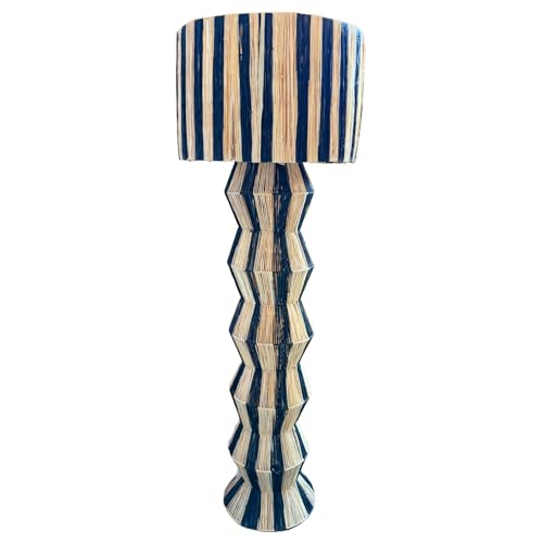 Marrakesch XXL Standleuchte 160 cm groß aus Raffia bast | Boho 2 flammige Lampe als Wohnzimmer Schlafzimmer oder Kinderzimmer Deko | Natürliche Stehleuchte Tulum Beige Schwarz E27 Fassung von Marrakesch Orient & Mediterran Interior