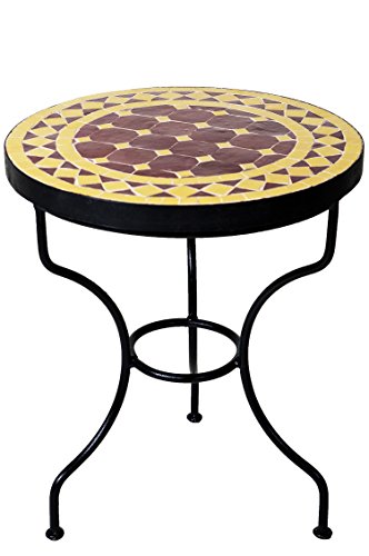 Orientalischer Mosaiktisch Marrakesch Bordaux Gelb - Rund 40cm von Marrakesch Orient & Mediterran Interior
