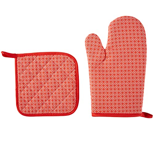 Ofenhandschuhe Hitzebeständig 300°C mit 1 Topflappen Topfhandschuhe Kochhandschuhe Backofenhandschuhe Set von Marrakesch Orient & Mediterran Interior