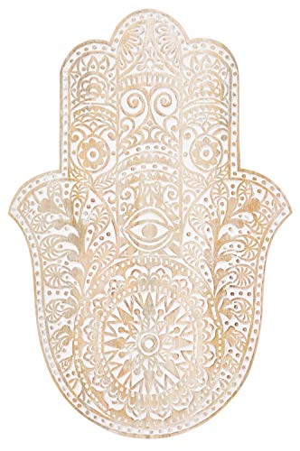 Orientalische Boho Deko Wanddeko Hand der Fatma 46cm groß XL | Orientalische Deko Wandbild Wanpannel in Weiß als Wohnzimmer Aesthetic Deko Wanddekoration | Dekoration im Schlafzimmer oder Flur von Marrakesch Orient & Mediterran Interior