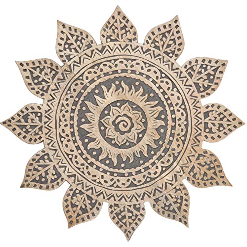 Orientalische Holz Ornament Wanddeko Sole Schwarz 40cm gross XL | Orientalisches Wandbild Wanpannel in Weiß als Wanddekoration | Vintage Triptychon als Dekoration im Schlafzimmer oder Wohnzimmer von Marrakesch Orient & Mediterran Interior